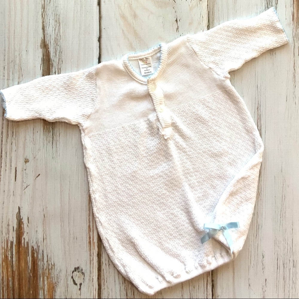 Paty Inc Layette Gown Blue Bow NB